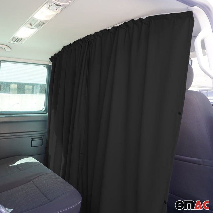 Cabin Divider Curtain Privacy Curtains for Mercedes Viano Fabric Black 2Pcs