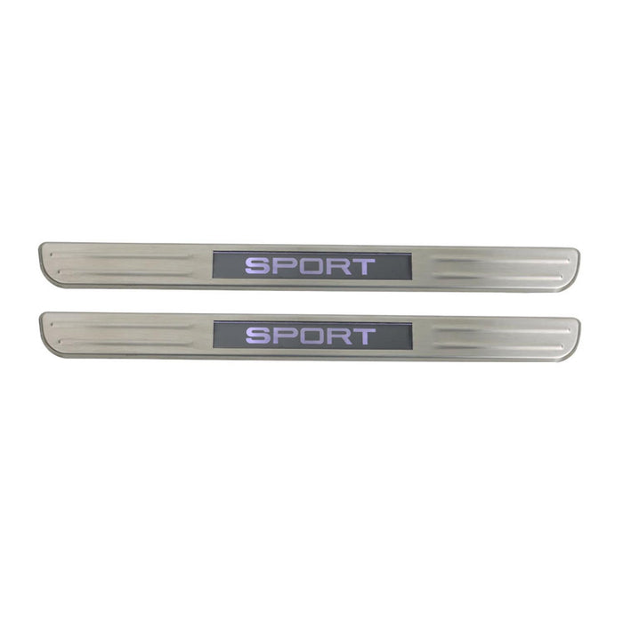 Door Sill Scuff Plate Illuminated for GMC Sierra Sport Steel Silver 2 Pcs