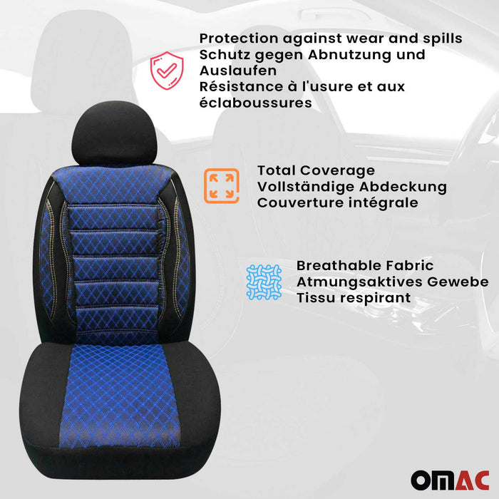 Front Car Seat Covers Protector for Lincoln Black Blue Cotton Breathable