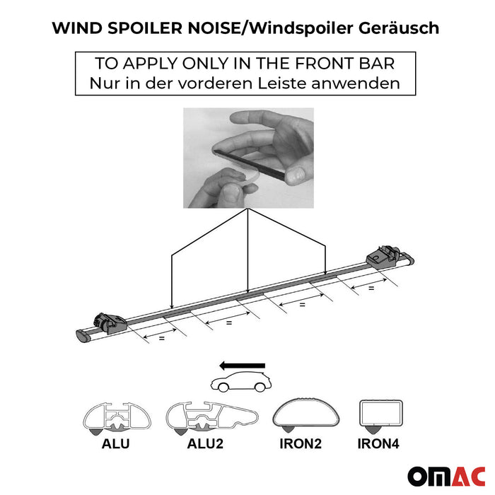 OMAC Roof Rack Wind Noise Reducer Air Deflector Kit Whistle Noise Blocker
