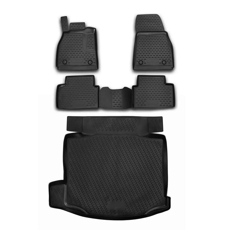 Custom Floor Mats & Cargo Liners for Chevrolet Malibu 2014-2015 Black 5 Pcs - OMAC USA