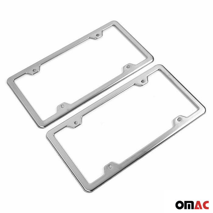 License Plate Frame tag Holder for Ford F-Series Steel Brushed Silver 2 Pcs