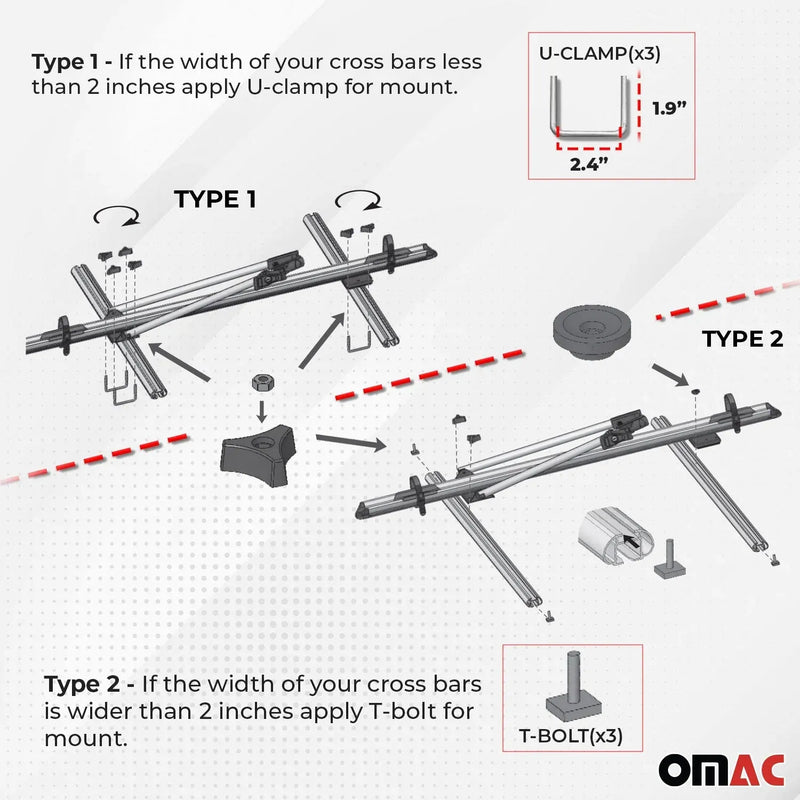 2013-2018 Toyota RAV4 Bike Rack Carrier Roof Racks Set Silver 3Pcs