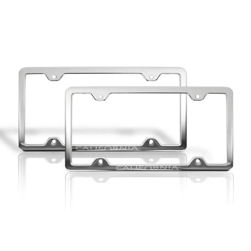 CALIFORNIA Print License Plate Frame Tag Holder Chrome S. Steel 2 Pcs.