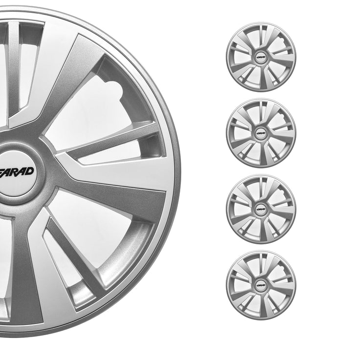 15" Hubcaps Wheel Rim Cover Grey with White Insert 4pcs Set