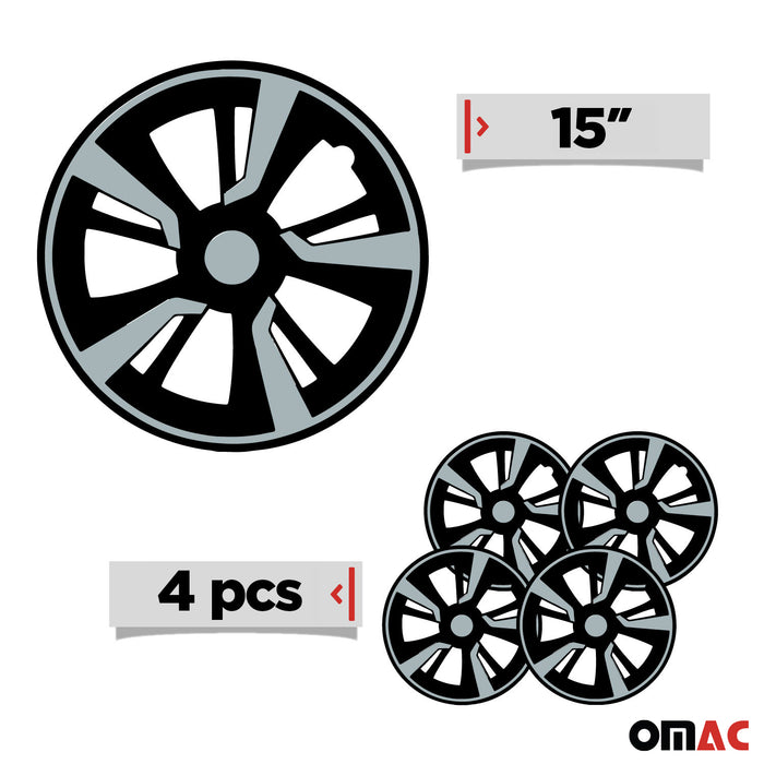 15" Wheel Covers Hubcaps fits Mazda Light Blue Black Gloss