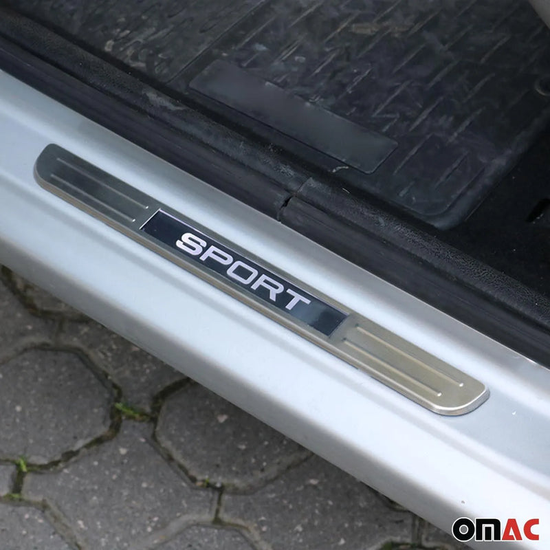 Door Sill Scuff Plate Illuminated for Fiat 500L 2014-2020 Sport Steel Silver 2x - OMAC USA