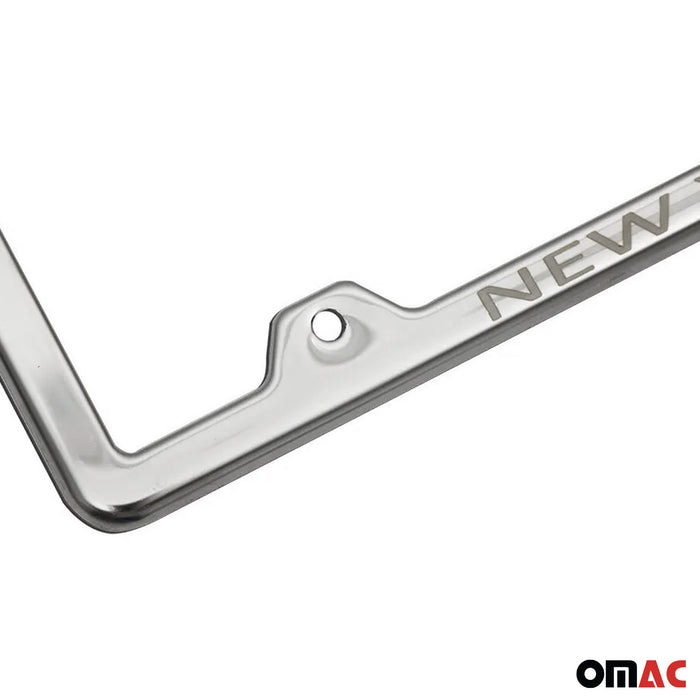 License Plate Frame tag Holder for Nissan Kicks Steel New York Silver 2 Pcs