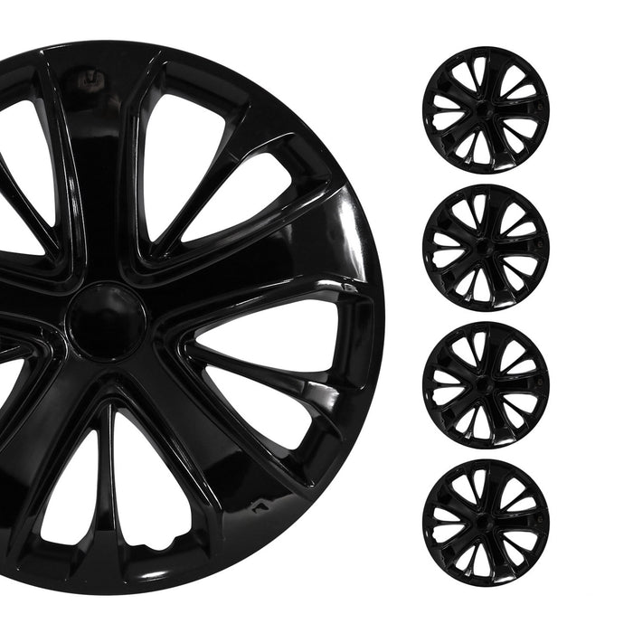 15" Wheel Rim Cover Guard Hub Caps Durable Snap On ABS Black 4x