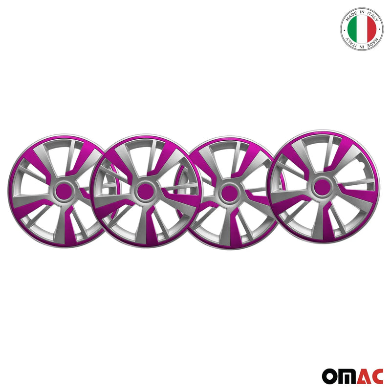 Twintone Hub Caps Wheel Cover 16" Grey & Violet Insert Full Set 4 pcs.