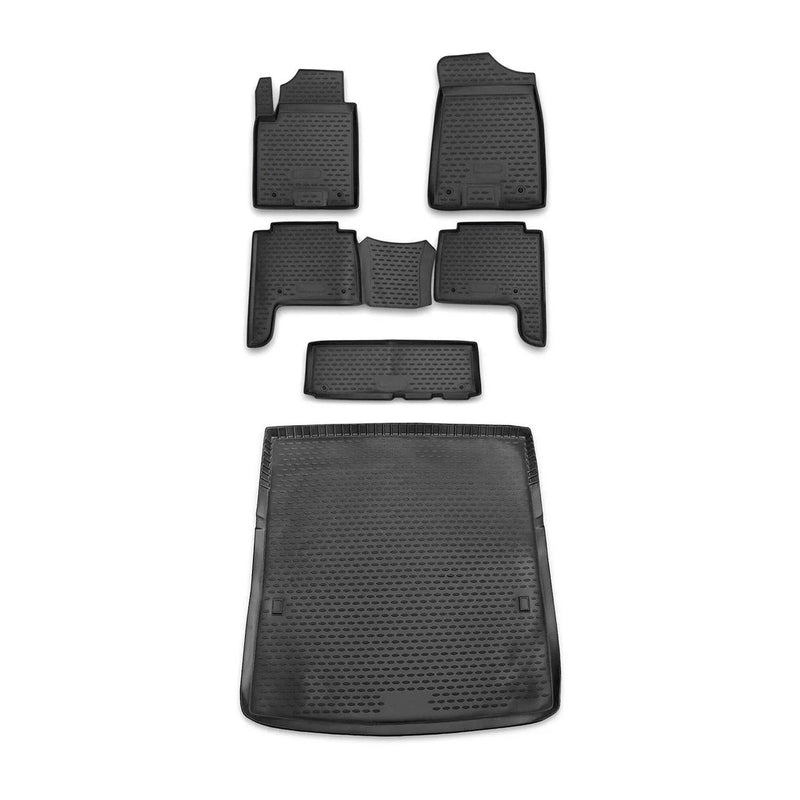 Custom Floor Mats & Cargo Liners for Infiniti QX56 2010-2013 LWB Black 6 Pcs - OMAC USA