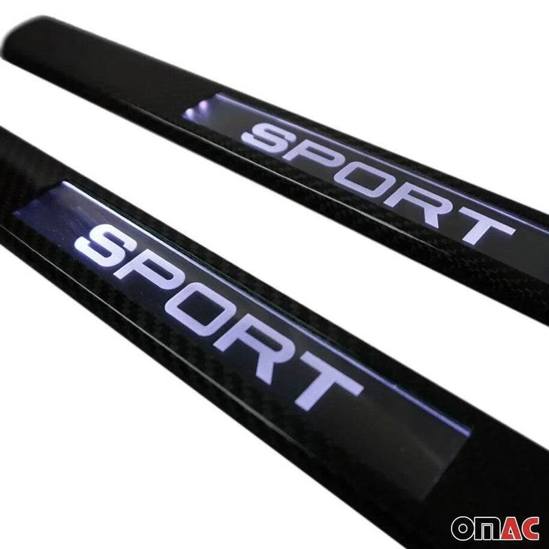 Door Sill Scuff Plate Illuminated for Chevrolet Sonic 2012-2020 Carbon Fiber 2x - OMAC USA