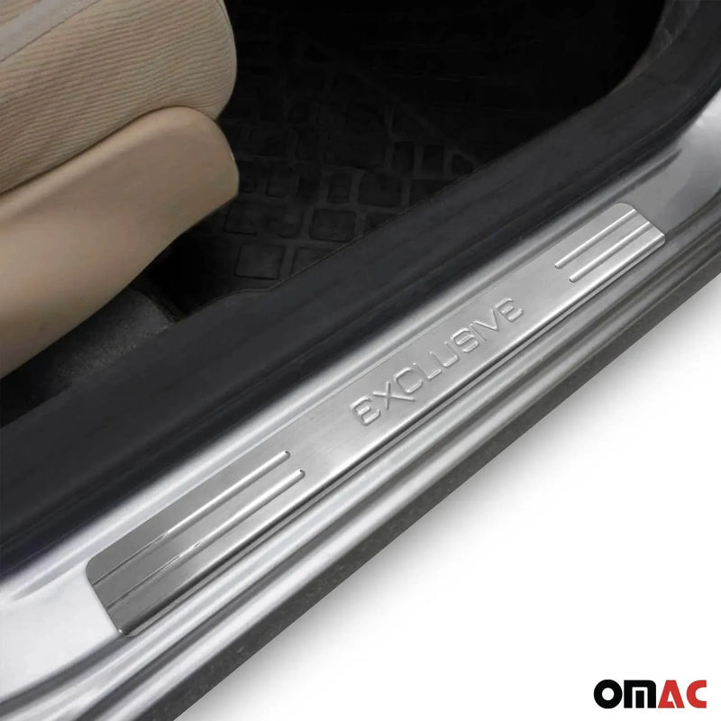 2002-2007 Jeep Liberty Door Sill Scuff Plate Scratch Protector Exclusive Steel Silver 4Pcs