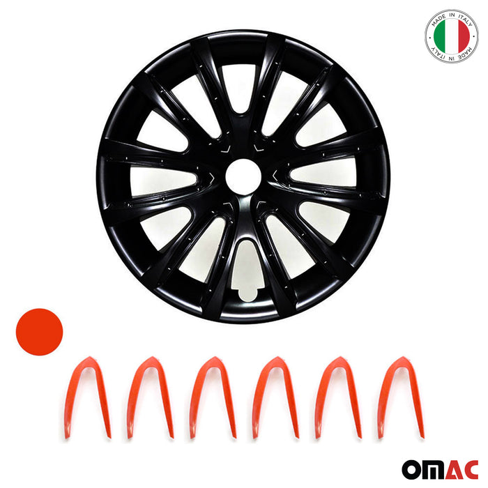 14" Wheel Covers Hubcaps for Nissan Versa Black Matt Red Matte