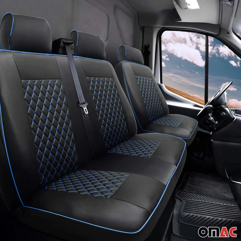 2006-2018 Mercedes Sprinter W906 Leather Seat Covers Protector Black Blue