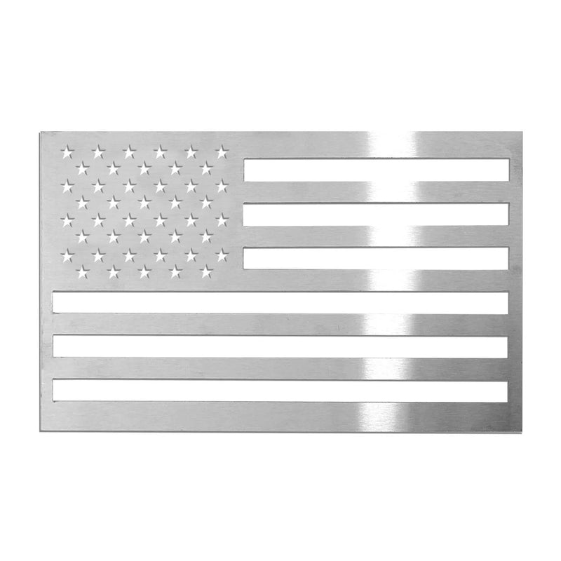 US American Flag Brushed Chrome Decal Car Sticker Emblem Steel