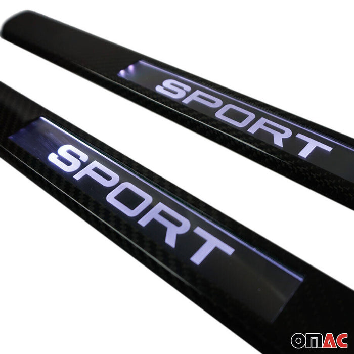 Door Sill Scuff Plate Illuminated for GMC Savana Sport Carbon Fiber Black 2 Pcs