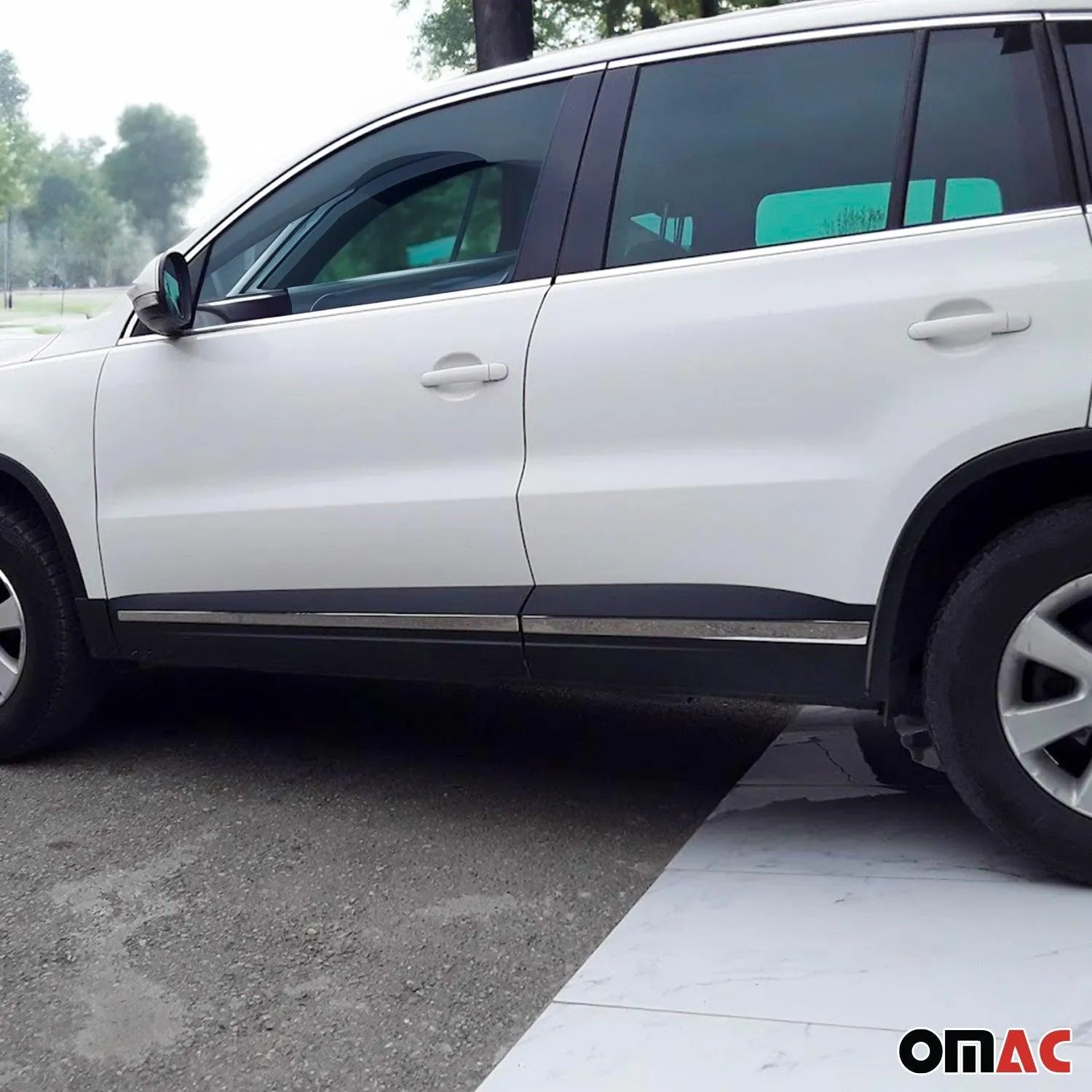 2012-2017 VW Tiguan Side Door Molding Trim Skirt Garnish Stainless Steel Silver 4 Pcs