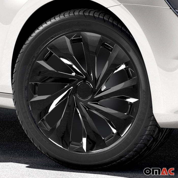 15" Premium Set Wheel Covers for Nissan Versa Black Hub Caps fit R15 Steel Rim