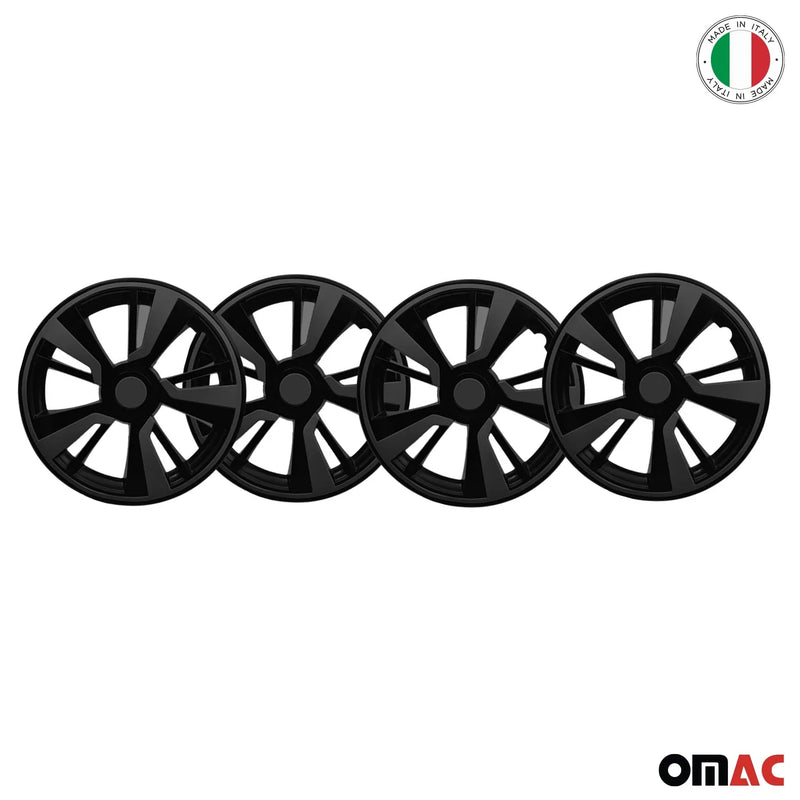 Twintone Hub Caps Wheel Cover 14" Black Matt & Dark Gray Insert Full Set 4 pcs.