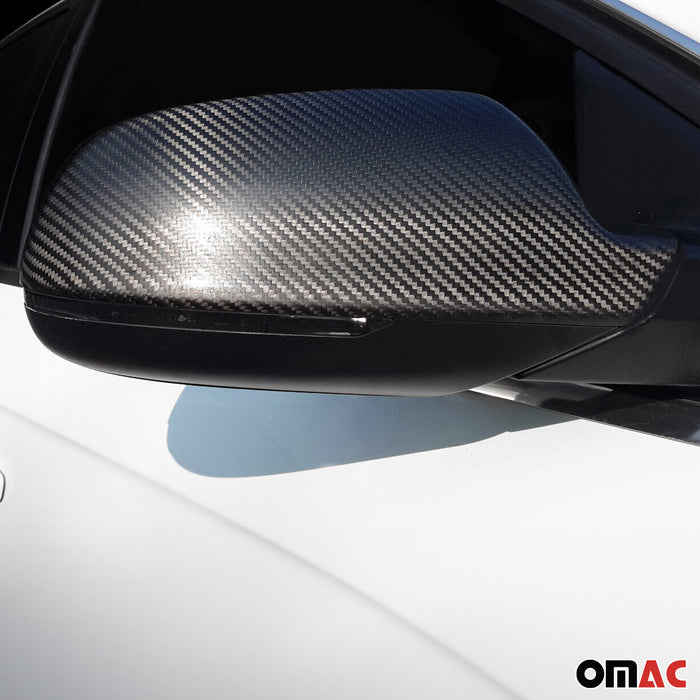 Side Mirror Cover Caps Fits Audi A4 2013-2016 Carbon Fiber Black 2 Pcs