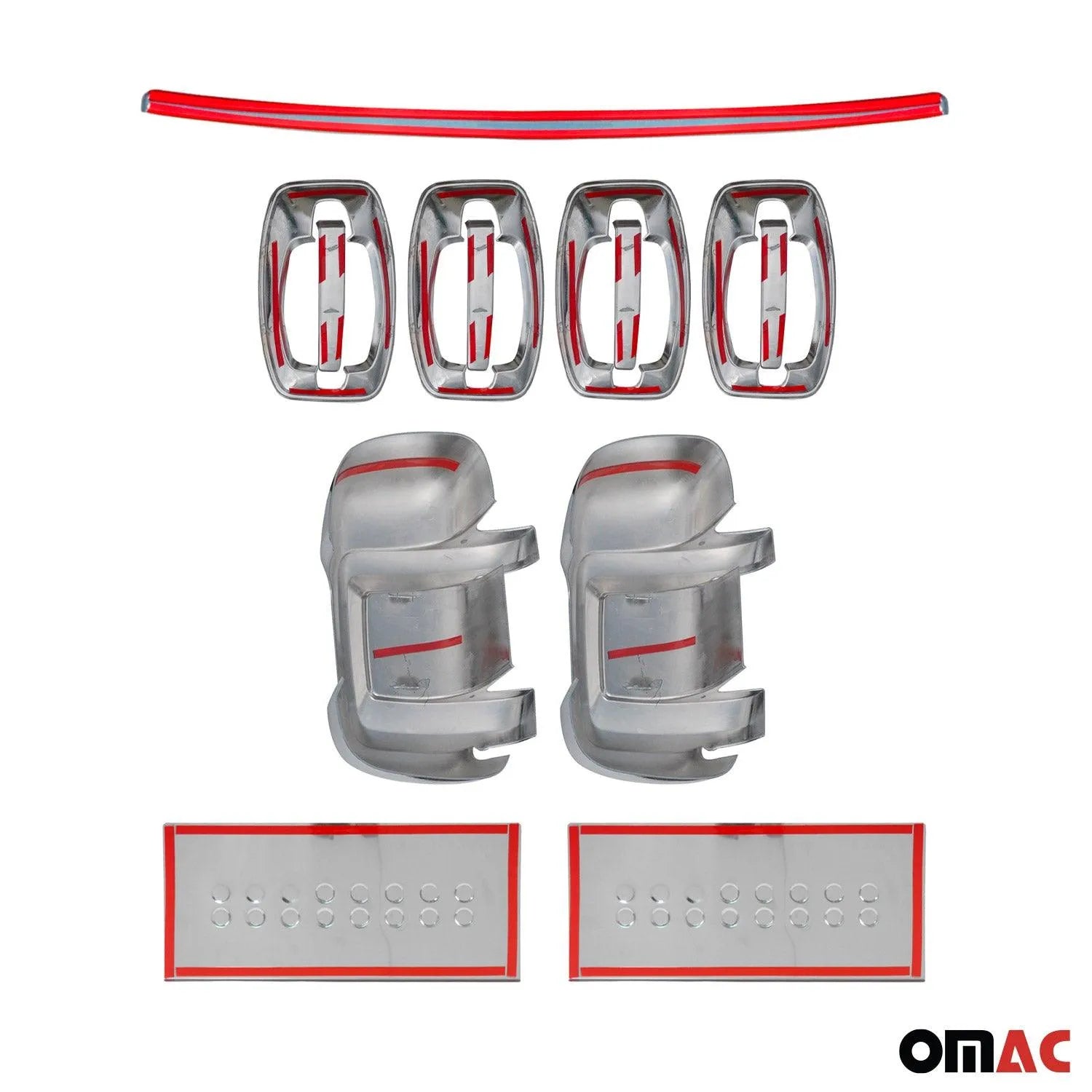 2014-2025 RAM ProMaster Mirror Cover Caps & Door Sill Covers Chrome Set 13x