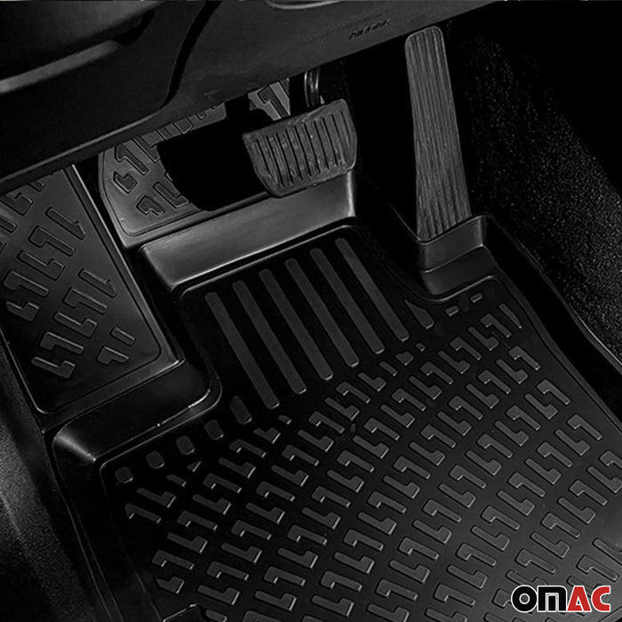 OMAC Floor Mats Liner for Ford Fiesta 2017-2019 Black TPE Waterproof 4 Pcs