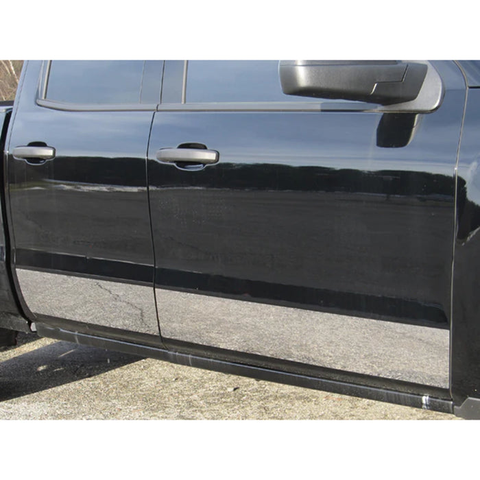 Stainless Steel Rocker Panel Trim 4Pc for 14-18 Chevy Silverado Double Cab 4Door