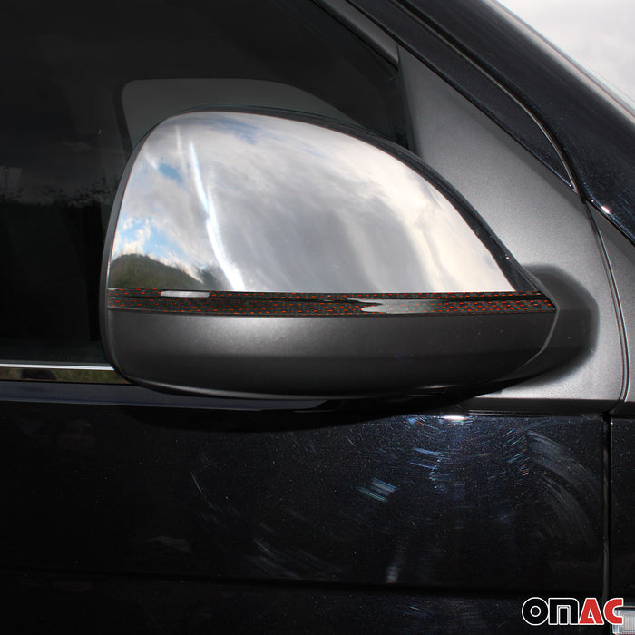 Side Mirror Cover Caps Fits VW T6 Transporter 2015-2021 Carbon Fiber Red 2 Pcs