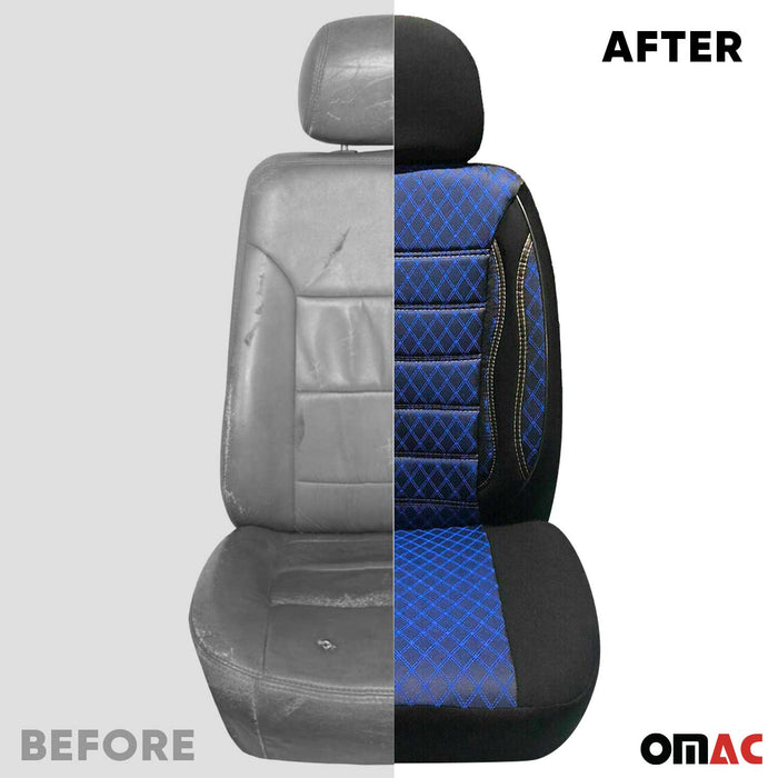Front Car Seat Covers Protector for Mercedes Polycotton Black Blue 1Pc