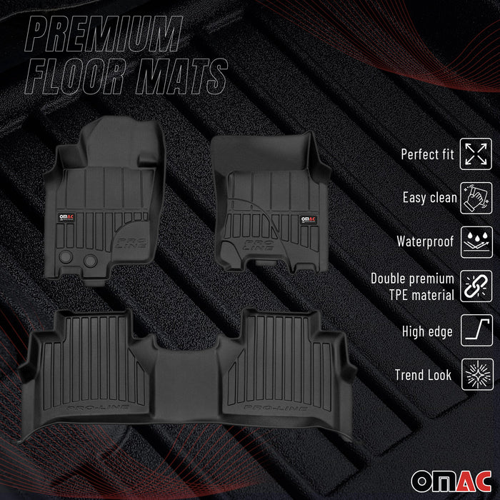 OMAC Premium Floor Mats for for Nissan Frontier 2014-2021 Crew Cab TPE Black