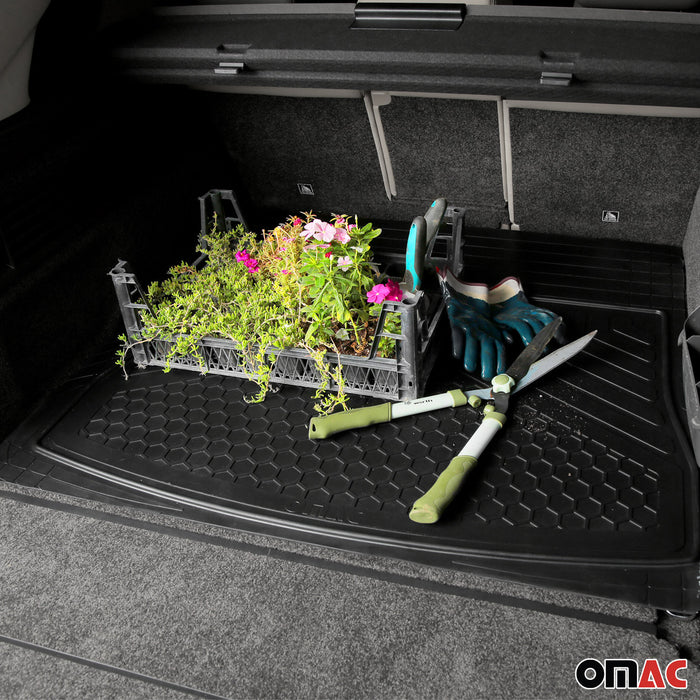 OMAC All Weather Rubber Black Trunk Cargo Floor Mats for SUV Van Truck