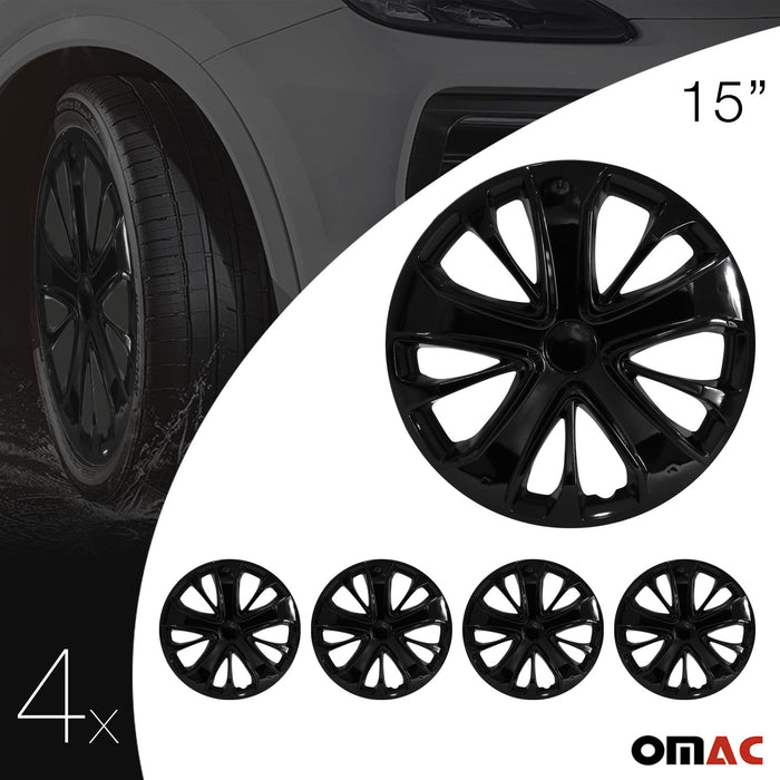 4x 15" Wheel Covers Hubcaps for Porsche Black