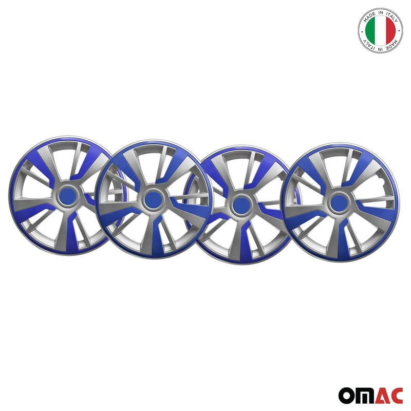 Twintone Hub Caps Wheel Cover 16" Grey & Dark Blue Insert Full Set 4 pcs.