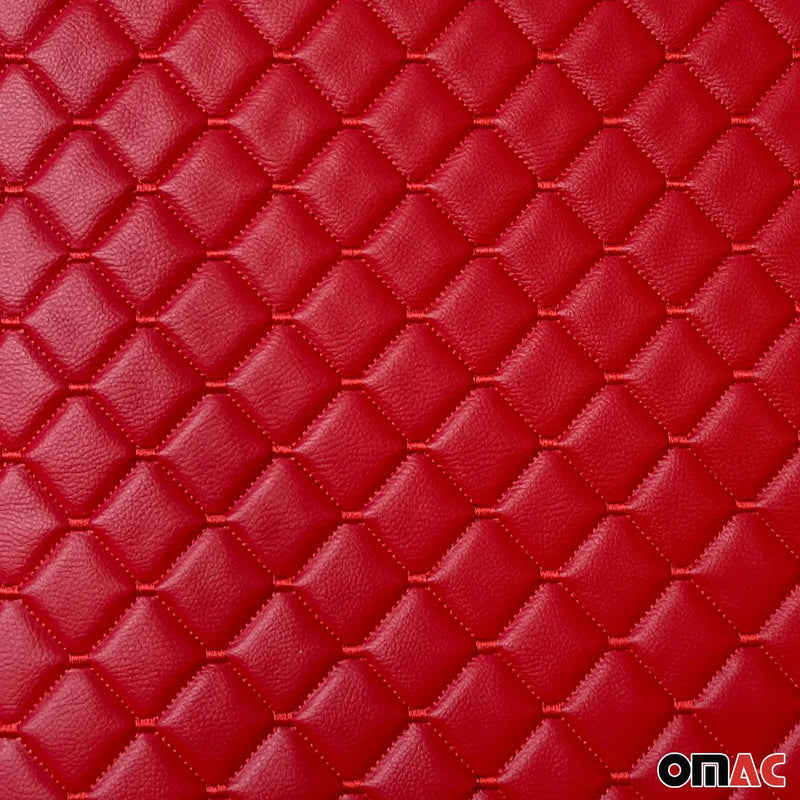 Embossed Red Faux Leather Lining Red Stitch Car Upholstery 1 Yard x 1.5 Yards