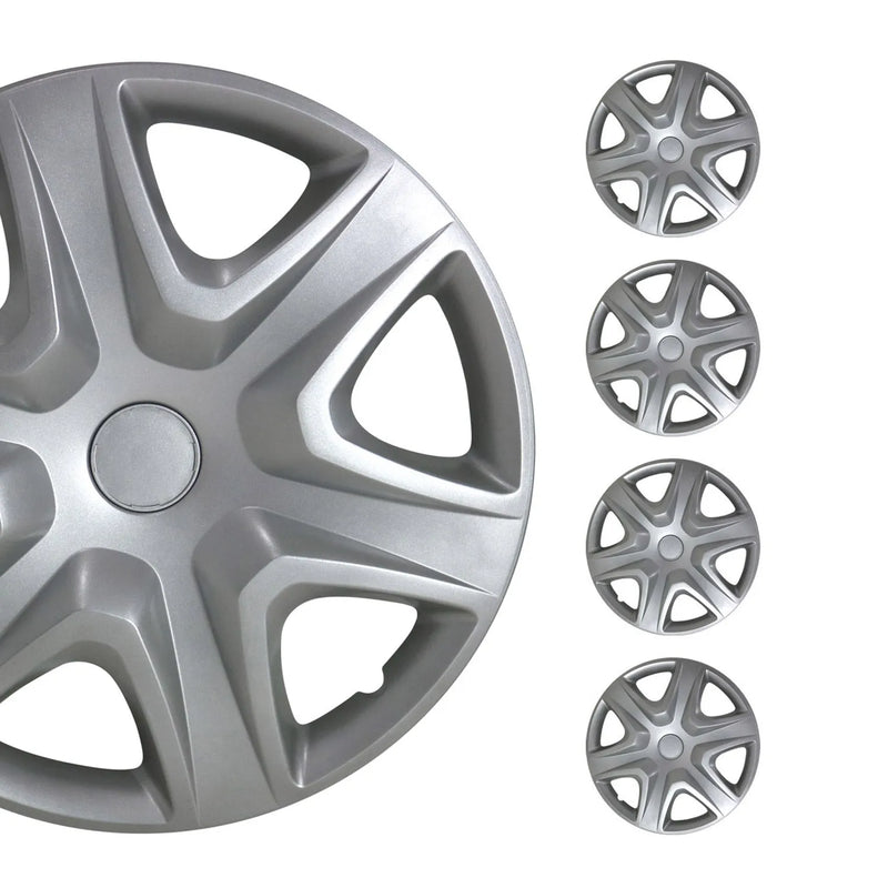 Kansas Hub Caps Wheel Cover 15" Silver Full Set 4 pcs.