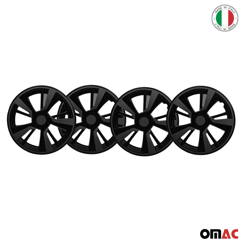 Twintone Hub Caps Wheel Cover 14" Black & Dark Gray Insert Full Set 4 pcs.