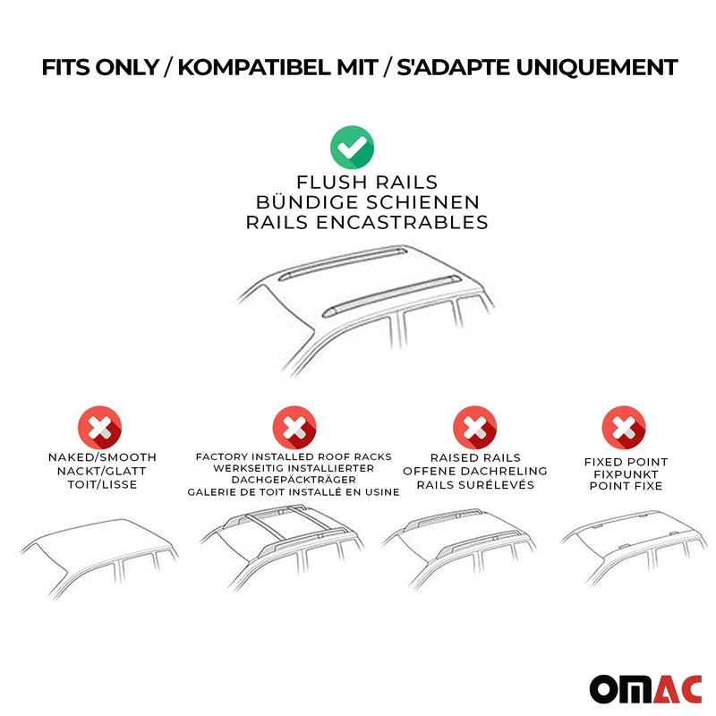 2010-2015 Opel Astra J Roof Rack Cross Bars Silver