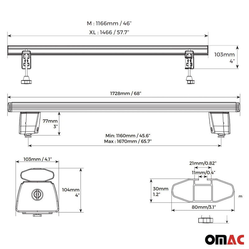 Adjustable Truck Pickup Bed Roof Rack & Fixing Profile Alu