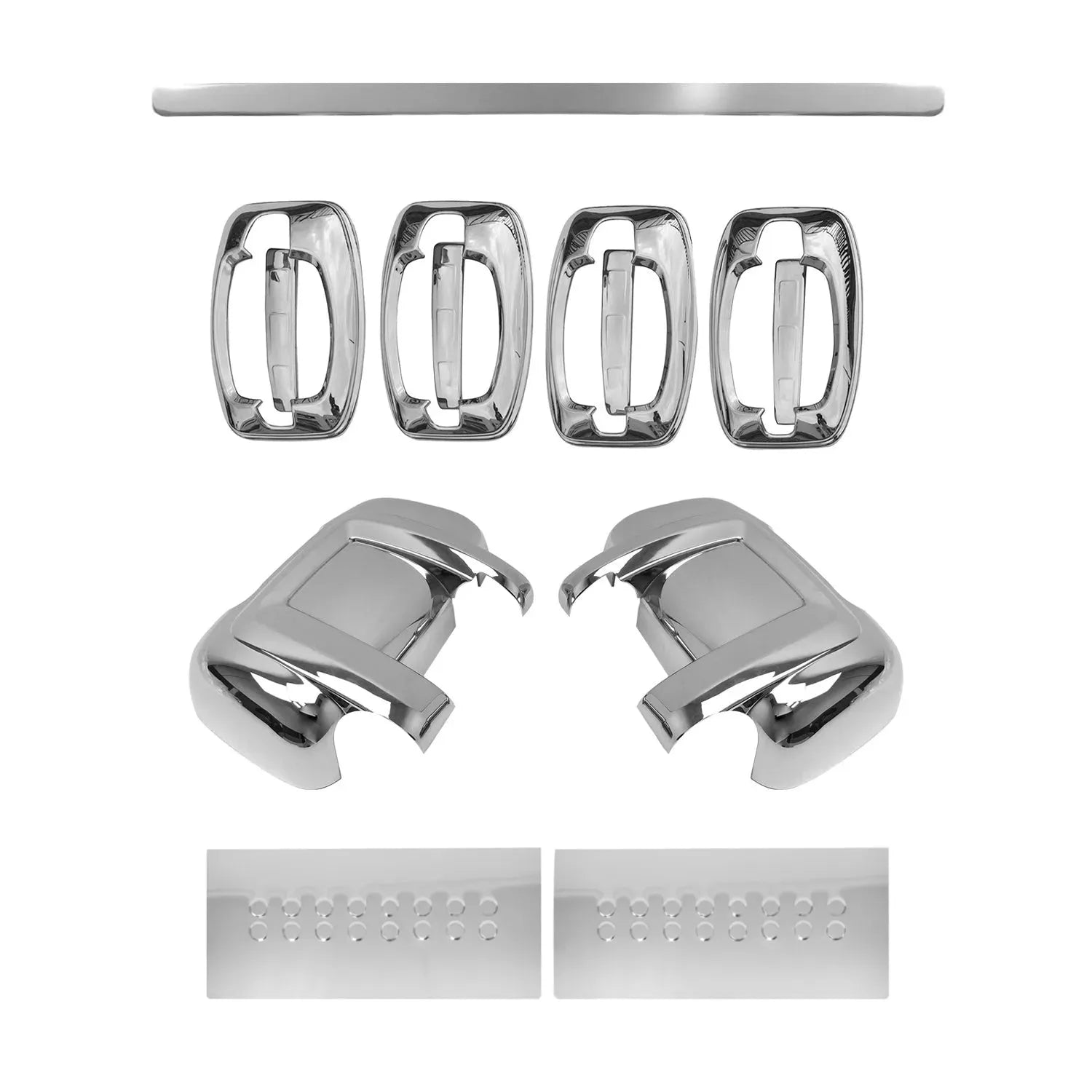 2014-2025 RAM ProMaster Mirror Cover Caps & Door Sill Covers Chrome Set 13x