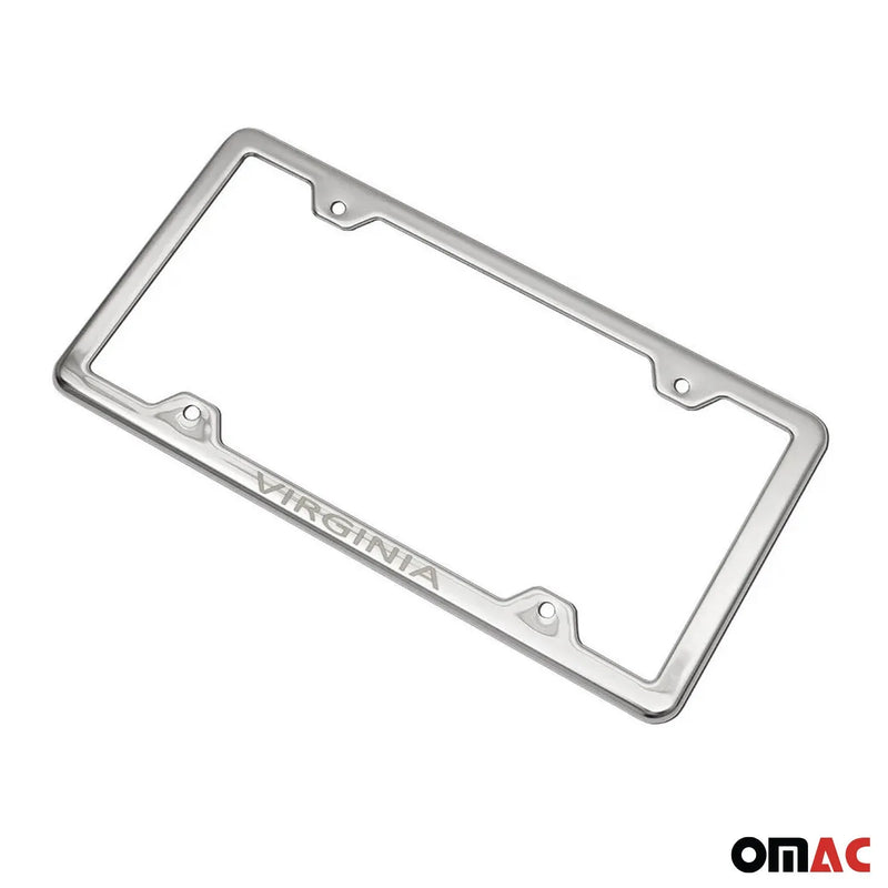 VIRGINIA Stainless Steel Chrome License Plate Frame Set 2 Pcs