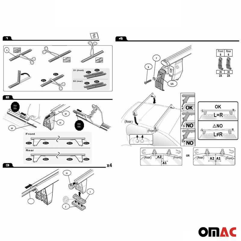 2019-2024 GMC Sierra 1500 2500HD 3500HD / Sierra EV Roof Rack Cross Bars Silver