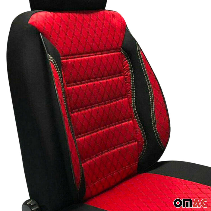 1x Front Car Pickup Van SUV Seat Cover Protection Fabric Black with Red