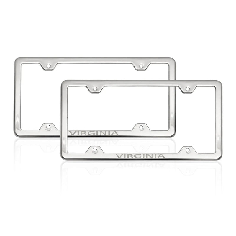 VIRGINIA Stainless Steel Chrome License Plate Frame Set 2 Pcs