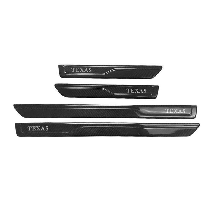 Door Sill Scuff Plate Scratch Protector for Acura Carbon Fiber Texas Black 4 Pcs