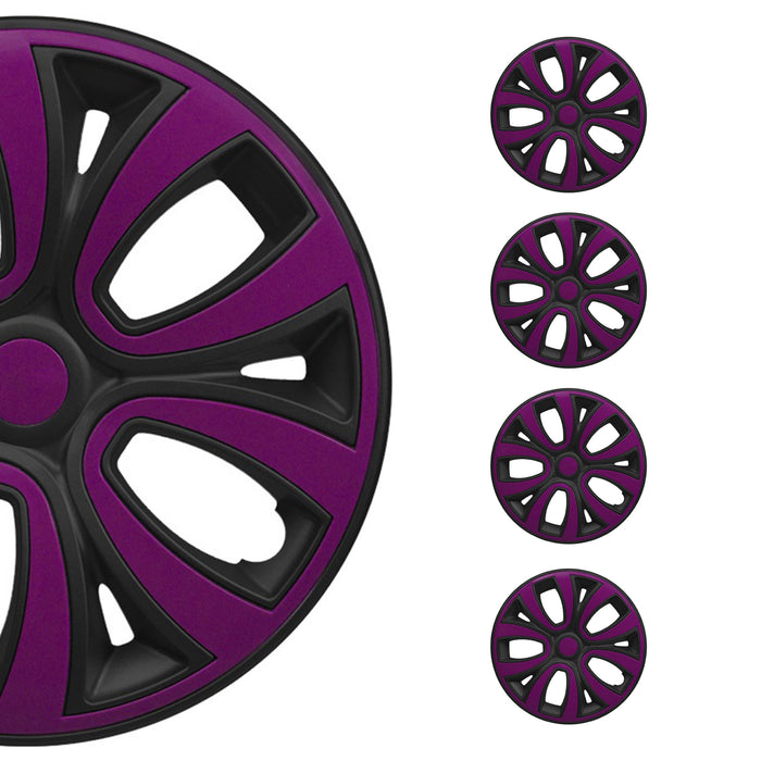 Hub Cap 16" Inch Wheel Rim Cover Matt Black with Violet Insert 4pcs Set