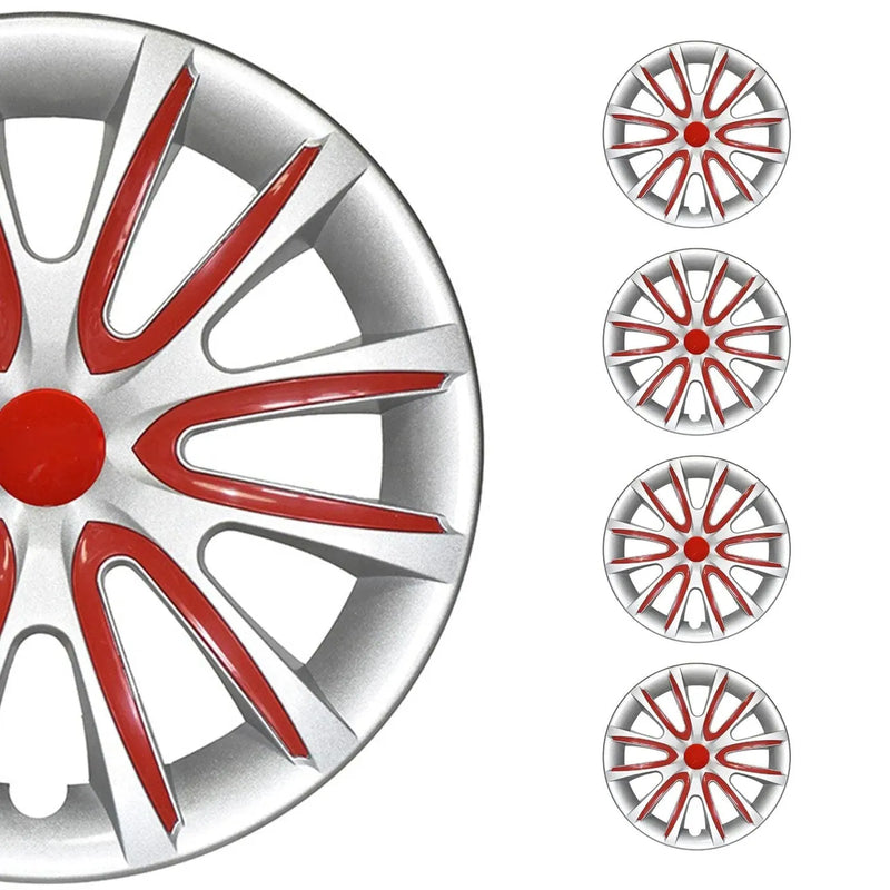 15" Wheel Covers Hubcaps for Audi Grey Red Gloss - OMAC USA