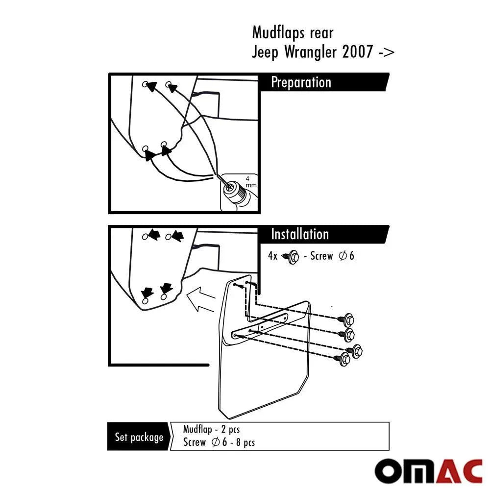 Mud Guards Splash Mud Flaps for Mitsubishi Outlander 2011-2013 Black 2x - OMAC USA