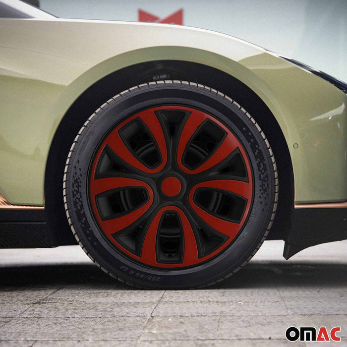 14" Wheel Covers Hubcaps R14 for Honda Black Red Gloss