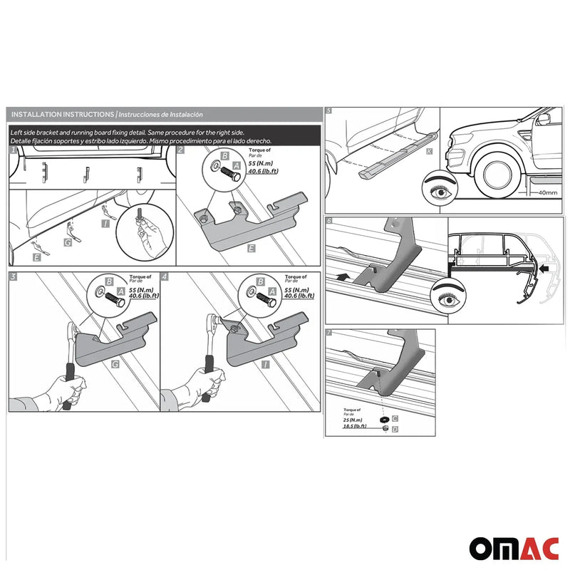 2019-2023 Ford Ranger Crew Cab Running Board Nerf Bar Side Step